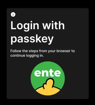 Box that says 'Login with Passkey' with a cute image of a duck's head