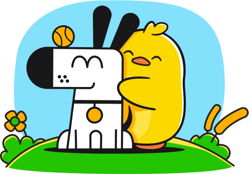 Illustration of
Ente's Ducky and Kagi's Doggo hugging Illustration of
Ente's Ducky and Kagi's Doggo hugging
