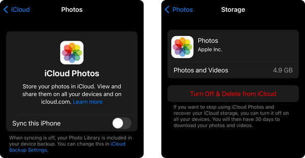 Disabling iCloud photo
backups